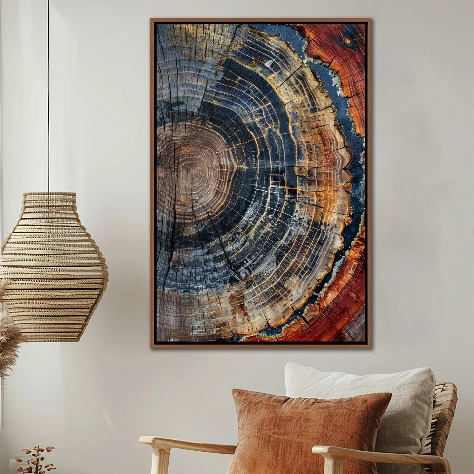 Art Print Framed - Boomring ingelijste muurkunst, abstracte kleurrijke boomring