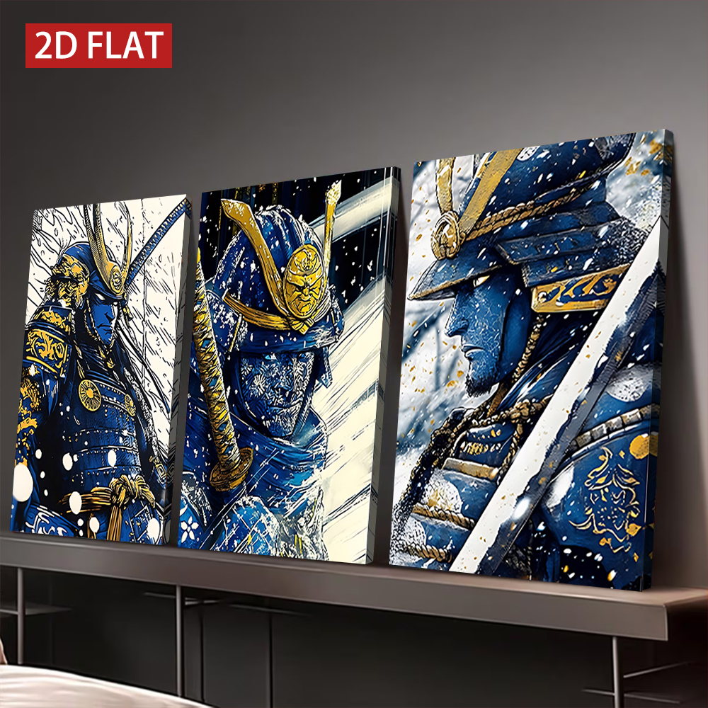 Art Print Framed - 3 stuks houten ingelijste canvas schilderijen,