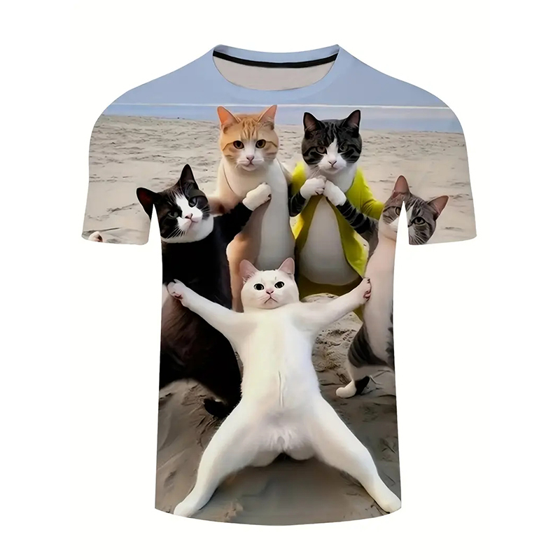 Popular Anime Merchandise - Kat Patroon Grappig T-shirt Herenkleding Mode