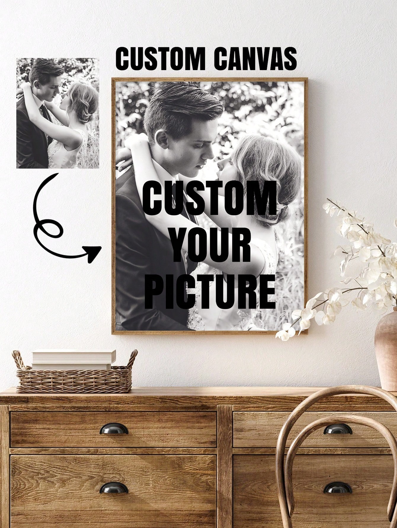 Art Print Framed - 1 Persoonlijke foto op maat canvas